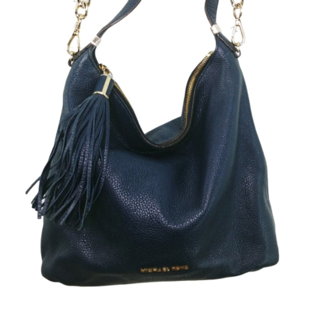 COPY - Michael Kors Navy Pebbled Leather Tassel Bag